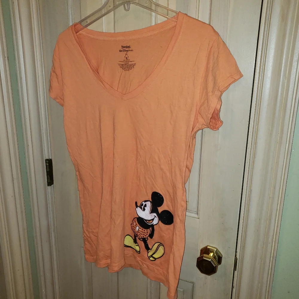 Walt Disney Parks Misses sz XL Mickey Mouse Shirt Beaded Graphic Tee Shirt - Picture 3 of 4